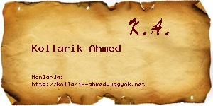 Kollarik Ahmed névjegykártya
